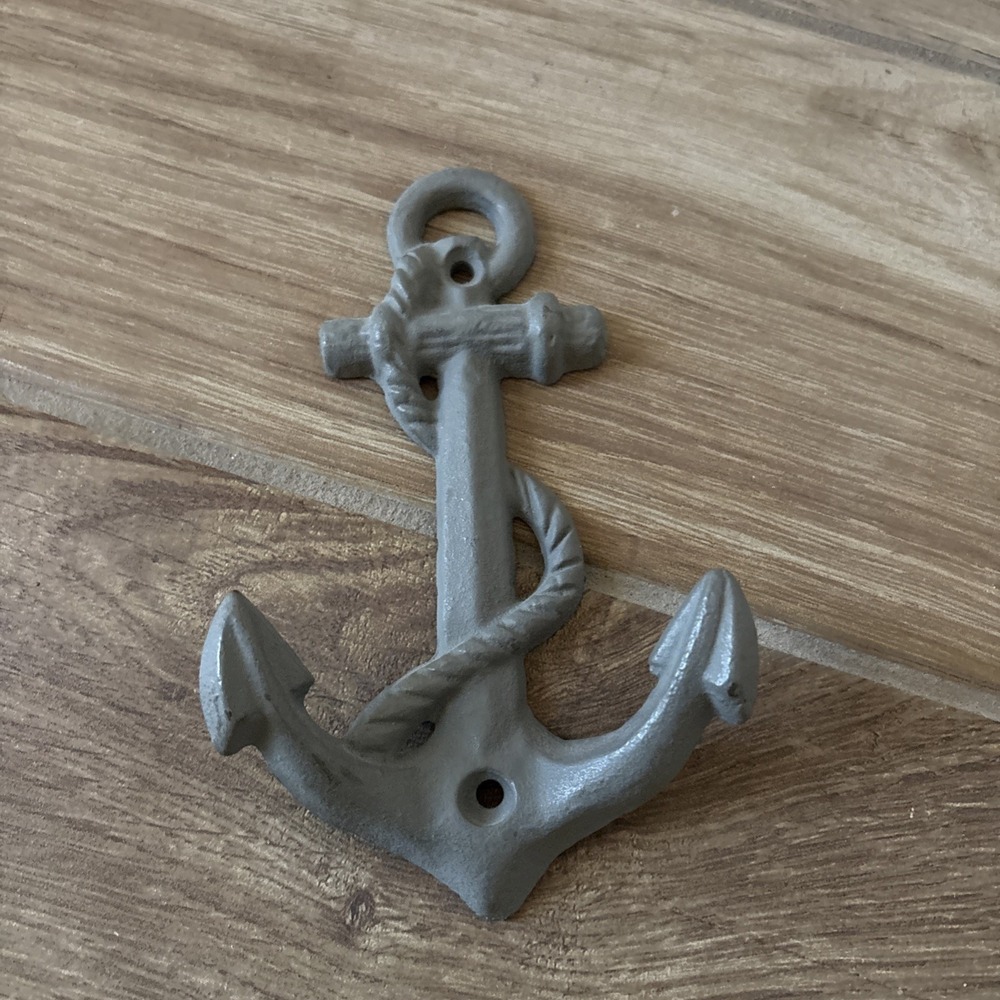 CAST IRON Ship ANCHOR‎  TOWEL HOOK Beach Nautical Decor Wall Mount